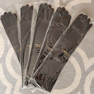5 pr 15" Black Satin Stretch Gloves Elbow Length Prom Wedding Halloween Formal